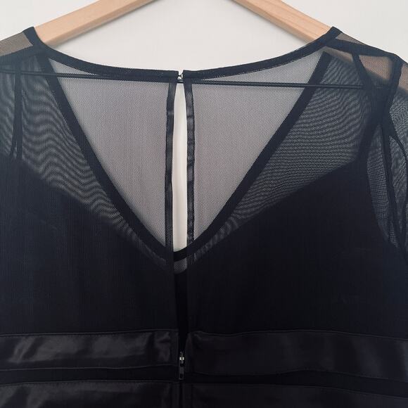 Vintage Dressbarn Women's Black Ribbed 90s Goth V-neck Corset Style Blouse sz 10 - Picture 10 of 13